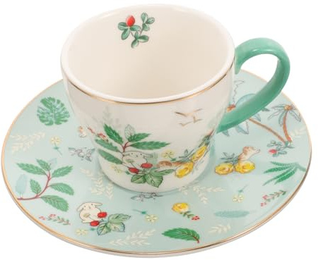 JECOMPRIS Juego De Taza De Té y Café De Cerámica Blanca Con Platillo Taza Con Asa Práctica Para Leche y Agua Adecuado Para Tarde De Té Set Decorativo De Porcelana Clásica