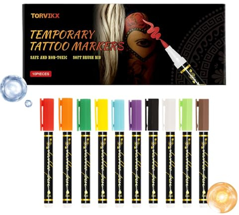 Hogvinnatil Pennarelli per il corpo per la pelle,10 colori trucco viso di precisione - evidenziatori pelle definitiva | per compleanno cosplay feste trucco ruolo bambini giovani adulti