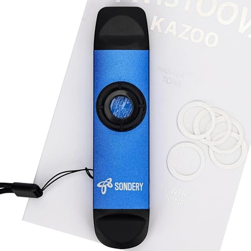 Sondery Professional Metal Kazoo, Dual Head Kazoo Includes Lanyard and 5 Membranes for All Ages and Occasions