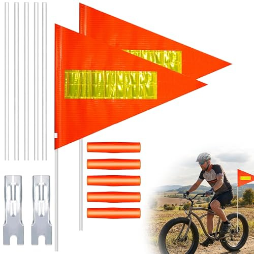 2 Stück Fahrradwimpel Wimpel,Reflektierender Fahrradfahne flexible | Einstellung der Höhe möglich Erhöht die Sicherheit beim Fahrrad