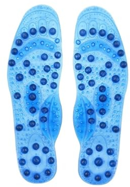 Magnetiska massageinnersulor fot akupressur sko dynor terapi bantning innersulor för viktminskning man kvinnor unisex (blå, L EU41-45)