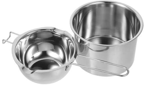 MOLUCKFU Juego de Olla para Baño María Acero Inoxidable 600 Ml con Olla Externa de 16 Cm para Derretir Velas, Mantequilla y Chocolate, Crisol para Uso Doméstico y Repostería