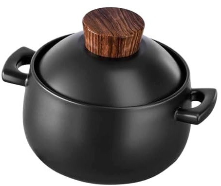 Toyvian Pentola in Ceramica da 2,5l con Coperchio e Manico, Casseruola per Stufati Domestici, Pentola di Terracotta per Brodo e Cucina su Fiamma Diretta, per Uso Casalingo e Ristorazione