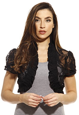 2502-BLK-S Just Love Shrug / Shrugs / Women Cardigan,Black With Lace,Small