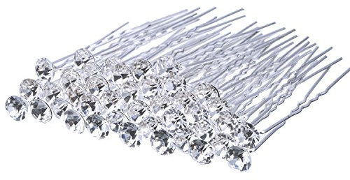 40 Pack Bridal Wedding Hair Pins Rhinestone Hair Clips Accessories for Women and Girls