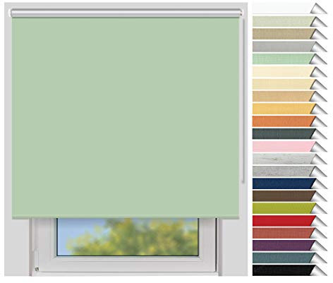 EFIXS Thermorollo Medium - Rollos nach Maß - 25 mm Rollowelle - Stoffbreite bis 220 cm, Höhe bis 240 cm - Hier: bis 80 cm x 240 cm (BxH) - lindgrün (055) - mit & ohne Bohren