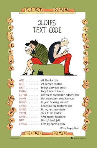 Minilabel 'ol Stirbt Text Code' Tottering Geschirrtuch Spüllappen - Amun-Re, Lustig, Komische