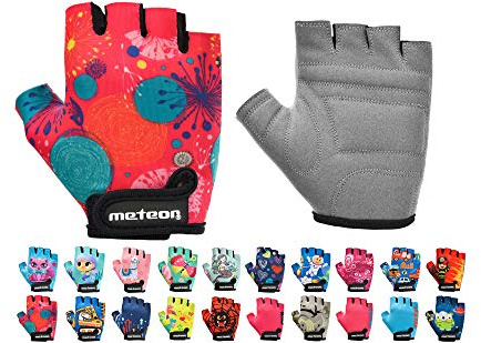 Meteor Gants de cyclisme pour enfants, gants courts de type mitaines, avec attache, accessoires de protection des mains, pour rouler en toute sécurité