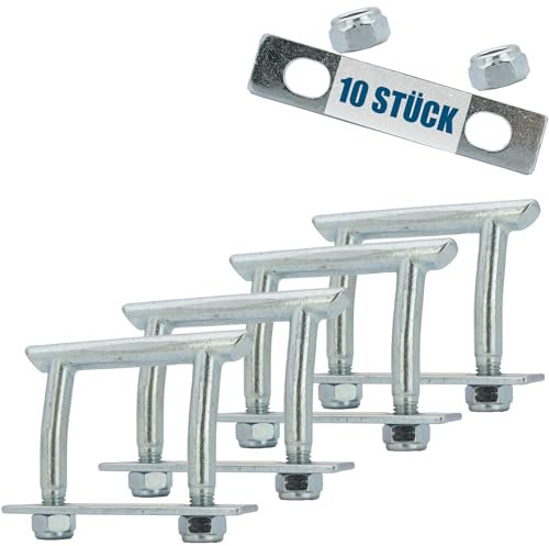Zurrbügel | 2500 daN | Zurrösen Ladungssicherung U-Bügel | geeignet für PKW-Anhänger, Transporter, Sprinter, LKW | inkl. Gegenplatte und M12 Muttern (10 Stück)