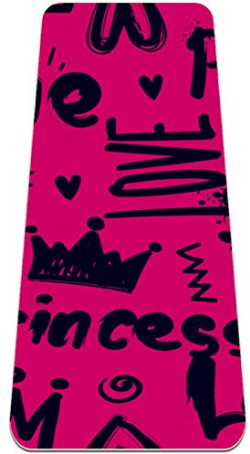 Rutschfeste Yogamatte 1/4 Zoll dick mit Tragegurt für alle Arten von Bewegung, Yoga und Pilates (72 'x 24' x 6 mm dick) Princess Crown Pink