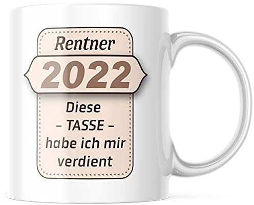 geschenke-fabrik.de Tasse Renteneintritt 2022, Geschenk zum Ruhestand | Keramik, Abschiedsgeschenk für Männer, Rentenbeginn