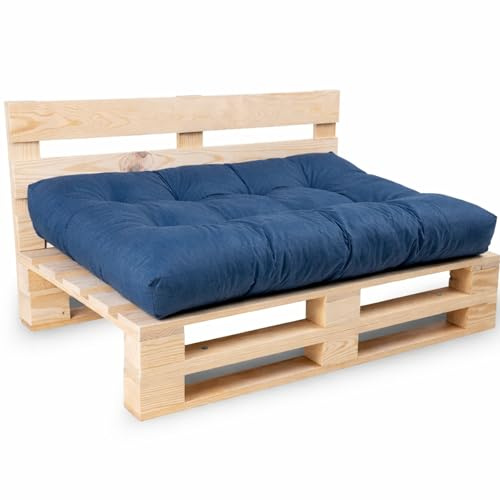Bananair - Coussin Palette Extérieur Confortable - Tissu Résistant, Anti-UV & Déperlant - Coussin Salon de Jardin Extérieur, Balcon, Terrasse (Assise, 120 x 80 cm, Bleu)