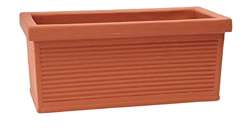 Garden Italia Vasi Fioriera millerighe GCM Lato 100 cm alt.34 cm Made in Italy Cassetta in resina colore Terracotta - Resistente al gelo - Antiurto Leggera