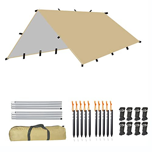 SLDAGe Wasserdicht Zeltplane, Tragbare Camping Tarp für Hängematte, Outdoor Survival Ausrüstung, ideal für Camping, Wandern, Picknick, Outdoor Aktivitäten,3x3m