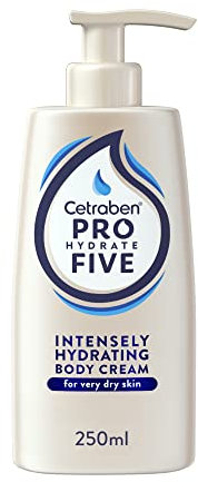 Cetraben Pro Hydrate Five Intensely Hydrating Body Cream 250 ml with Ceramides and Vitamin B5, Perfect for Dry Skin, Vegan Friendly, Cruelty Free