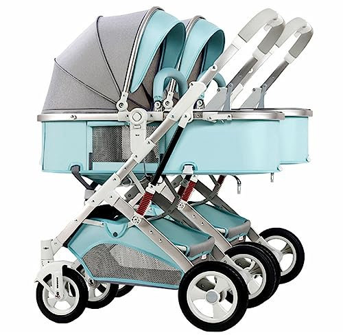 YCKEGEW Zwillingskinderwagen Kombi Doppelter Kinderwagen Für Säugling Und Kleinkind, Abnehmbarer Kinderwagen Side-by-Side Multi-Position Reclining Sitze, Faltbare Kinderwagen Trolley (Color : Groen)