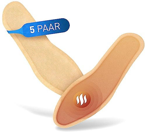Telewelt Heizeinlagen Schuhe [WÄRMT SOFORT] Universal Fußwärmer Pads - 5x warme Sohlen für Schuhe - Erlebe 10 Stunden warme Fußsohlen mit unseren selbstwärmenden Einlegesohlen