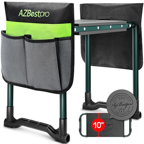 Garten-Kniebank und Sitz, robust, verbesserter faltbarer Gartenhocker, erweitert, auf 25,4 cm breit, stabil, verschleißfest, verhindert Knie- und Rückenschmerzen, schönes Logo, 2 große