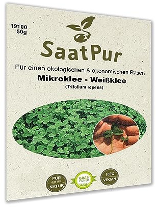 SaatPur EUROMIC Mikroklee Klee Rasen Microclover Zwergklee Rasenklee Microklee kleiner Weißklee 250 g für ca.125 qm