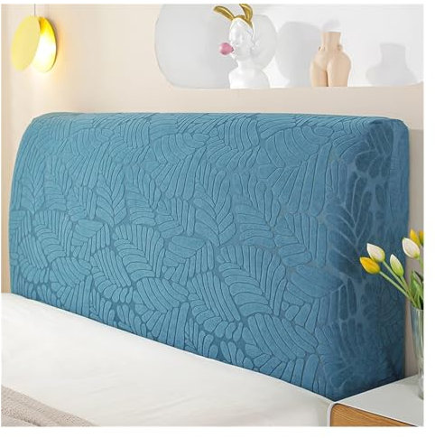 Bett Kopfteil Abdeckung Kopfteil-Bettbezug, Bettrückenbezug, Kopfbezug, superweicher, glatter Bettschutz, einfarbiger Bettrücken-Staubschutz (Color : Cyan, Size : Width 180cm)