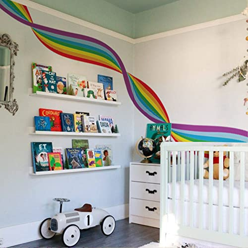 Neukids Große Regenbogen Wandtattoo 320x40cm,Welliger Regenbogen | Tapeten Bordüre, Wandsticker Kinderzimmer Babyzimmer Schlafzimmer Wohnzimmer Korridore Klassenzimmer Wanddeko