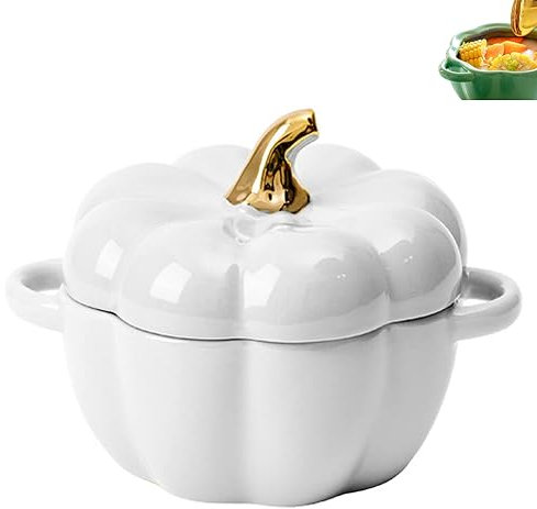 leprix Cuenco de sopa de calabaza, plato de cerámica antiadherente de calabaza, vajilla creativa de moda, tazón de sopa de frutas, olla de cerámica para estofado, tarro de almacenamiento con forma de