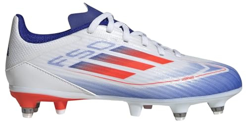 adidas Unisex – Barn F50 LEAGUE Football boots Firm Ground, Cloud white/solar red/lucid blue, 28 1/2 EU