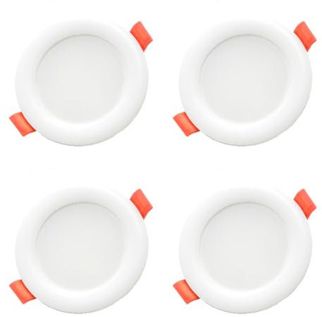 Rolux LED Einbaustrahler 230V 68mm - 80mm IP44 Dimmbar 4,8W 420lm 3000K-4000K-6000K LED Spot Deckeneinbauleuchte flach - 4er Set