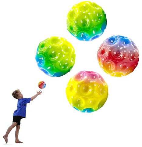 YEJAHY 4 Stück Jump Ball, Moon Bälle,Bounce Ball, Space Theme Bouncy Balls, Mini Bouncing Ball Toy, Bouncing Ball Springball für Kinder, Jump Ball for Kids Party Gift