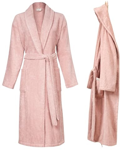 PandaHome Bademantel Damen und Herren aus 100% Baumwolle, Morgenmantel Frottee Kuschel, Saunamantel Warm und Kuschelig, 400 g/m²