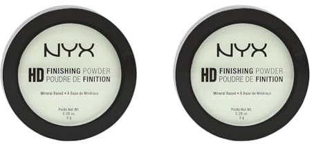 NYX Professional Makeup High Definition Finishing Powder, Gepresstes Puder, Perfektionierte Haut, Mattes Finish, Ölabsorbierend, Vegane Formel, Farbton: Mint Green (Packung mit 2)