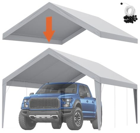 VEVOR Tenda Sostitutiva per Posto Auto Coperto 4x6m, Telo per Tenda da Garage, Impermeabile e Protetto dai Raggi UV (Solo Copertura Superiore, Telaio Non Incluso)
