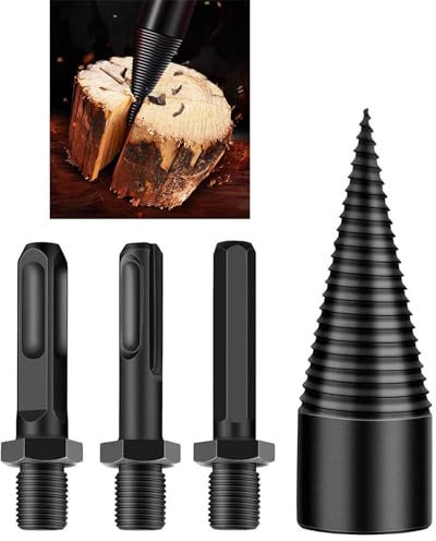 Antspertor 42mm+3Bits Festberg Bohrer Holzspalter，Festberg Bohrer Geeignet für Die Meisten Elektrischen Bohrmaschinen Und Elektrischen Hämmer, Zum Schnellen Spalten Von Holz