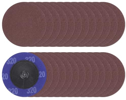 sourcing map 25pcs Quick Change Sanding Discs 2 320 Grit R-Type Roll Lock Aluminum Oxide Conditioning Disc Sandpaper for Die Grinder Grinding Fast Cutting, Red Brown