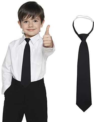 Vorgebundene Kinderkrawatte, Kinder Jungen Krawatte mit Clip,Schwarze Krawatte mit Seideneffekt Krawatte für Jungen Mädchen Hochzeits Schuluniform Geburtstag Bekleidungs Zubehör