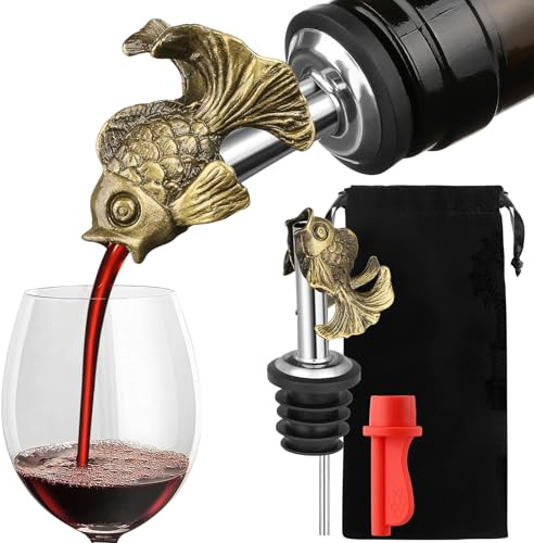 LULLEA Goldfisch Flaschenausgießer, Ausgießer Spirituosen, Goldfisch Geschenke für Männer Frauen, Weinverschlüsse Ausgießer, Weinausgießer für Wein Schnaps