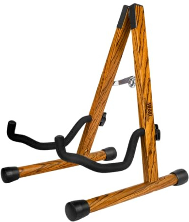 MUSO Gitarrenständer, Akustikgitarrenständer, Holz, klassischer E-Gitarrenständer, faltbarer Bassgitarrenständer, Gitarrenzubehör auch für Bass, Violine, Ukulele (Zebra)