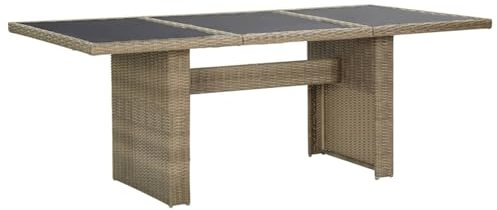 Buzaza Garten-Esstisch Terrassentisch Dining Table Tisch Outdoor GartenmöBel Gartentisch Wetterfest Braun 200x100x74 cm Glas und Poly Rattan 310141
