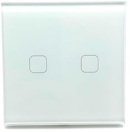 Panel de Interruptor Doble de Pared Táctil Moderno con Enchufe y Puerto USB y USB-C WiFi, Color Blanco (Dos Interruptores WiFi)