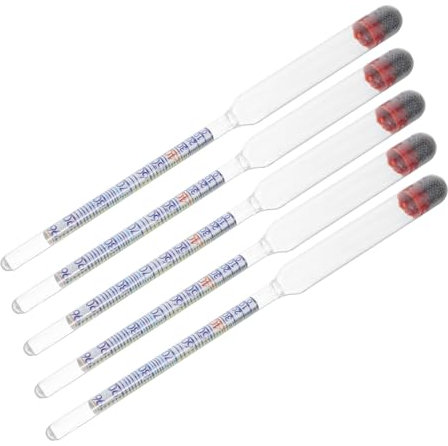 SECFOU 5pcs Alcohol Meter Hydrometer Set Glass Wine Making Tools Scale Alcohol Tester Safe Glass Alcoholmeter for Home Brewing