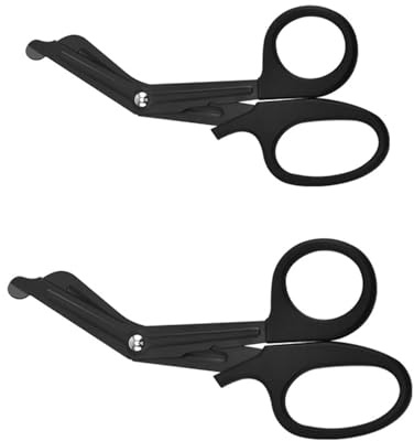 2 Ciseaux Noirs, Ciseaux Coudés En Acier Inoxydable, Ciseaux De Premiers Secours, Ciseaux De Toilettage, Ciseaux Pratiques Pour L'Extérieur, Accessoires De Toilettage