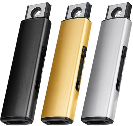 XTDMJ 3PCS Rechargeable USB Electronic Lighter, Touch Ignition Electric Lighter USB Rechargeable Electronic Lighter, Ultra Thin Windproof Flameless Touch Switch Lighter for Candles for Men