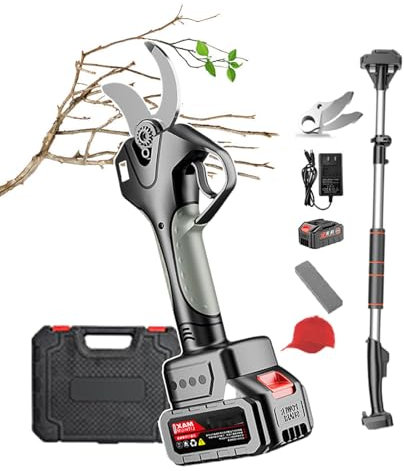 forplubossmmp Cesoie Elettriche da 21V E Forbici da Potatura + Asta Telescopica, Potatori Professionali da Giardino Senza Fili con Cappello Parasole E Cassetta degli Attrezzi, Tagliasiepi Elettrico