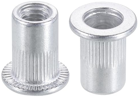 QUARKZMAN Dadi Rivetto M6 in Lega di Alluminio Testa Piana Zigrinata Inserto Filettato 60 Pezzi
