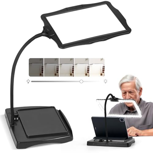 Magnifying Glass with Light and Stand 50 Ultra-Bright LEDs Full Page Table Desktop Stand Magnifying Lamp Hand-Free with 360° Flexible Gooseneck for Reading Repair Crafts Close Work
