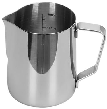 WENYOG Pot à Lait Pichet à Mousse de Lait en Acier Inoxydable, pichet à café Latte Art, pichet à Mousse de Lait, pichet de Mesure en Acier Inoxydable, Outil de Barista Expresso(600ml-Measurement)