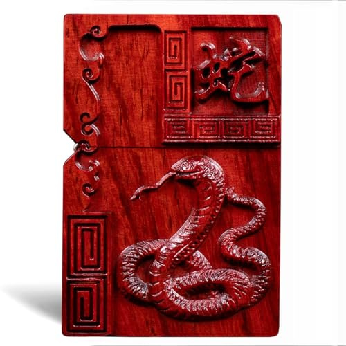 SIUSYACI Briquet sculpté en bois de santal rouge naturel, remplaçable pour Zippo (étui uniquement), taille de l'insert compatible 3,6 cm x 1,2 cm x 5 cm (style 16)