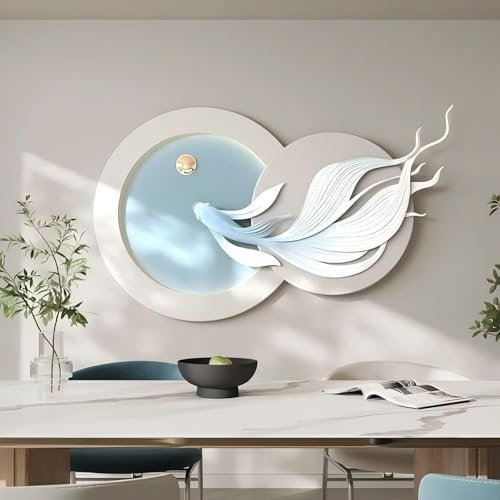 KEJIAWU Sandstein 3D Wandrelief, Moderne Florale Wandkunst for Wohnzimmer, Arbeitszimmer und Schlafzimmer(Blue)
