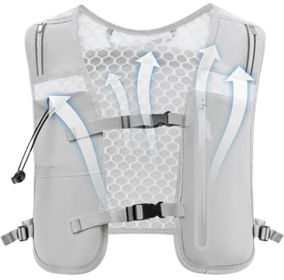 Water Vest, 4L Running Hydration Backpack, Adjustable Chest Straps & Built in Phone Holder Reflective Running Backpacks for Cycling, Camping, Trail Run, Jogging, Racing