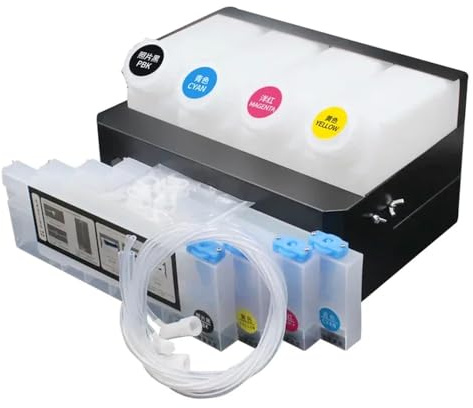 Système d'alimentation en encre 4Colos Compatible avec imprimantes éco-solvant compatible avec Roland RS640 740 Mutoh VJ1604 Mimaki JV33 comprend 4 réservoirs et 4 cartouches(4Cartridge 4Bottle)